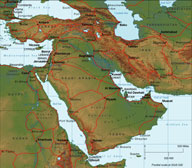 middle east relief map